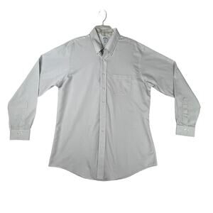 BROOKS BROTHERS 346 Button Down Shirt Mens Large Gray Stripe Slim Fit Cotton